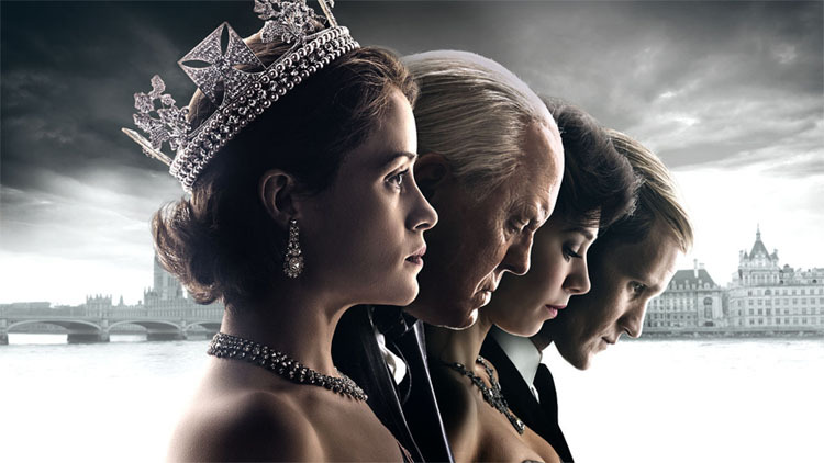 Cette image présente les 4 silhouettes d'Elizabeth II, Winston Churchill, Margaret du Royaume-Uniet Philippe, duc d'Edimbourg