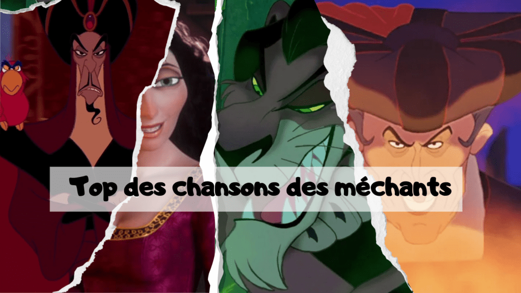 Photomontage des méchants de disney : jafar, mère gothel; scar et frollo. Sources : Nc-nc, nc, nc, The Walt Disney Company. © Disney © Disney•Pixar © & ™ Lucasfilm LTD © Marvel. Tous droits réservés