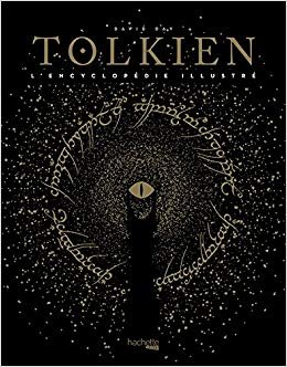 Couverture de Tolkien : une couverture noire sur laquelle est illustrée l'oeil de Sauron et sa tour encerclés par l'écriture qu'il y a de gravé l'anneau unique