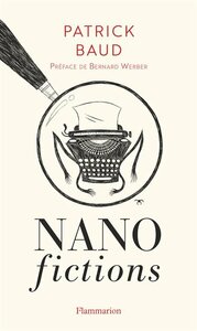 Couverture des Nan fictions, présentant une machine à écrire dessinée sous forme d'insecte et entourée d'un rond tracé par un crayon