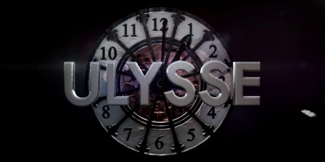 Logo d'Ulysse : Ulysse écrit devant une vieille horloge