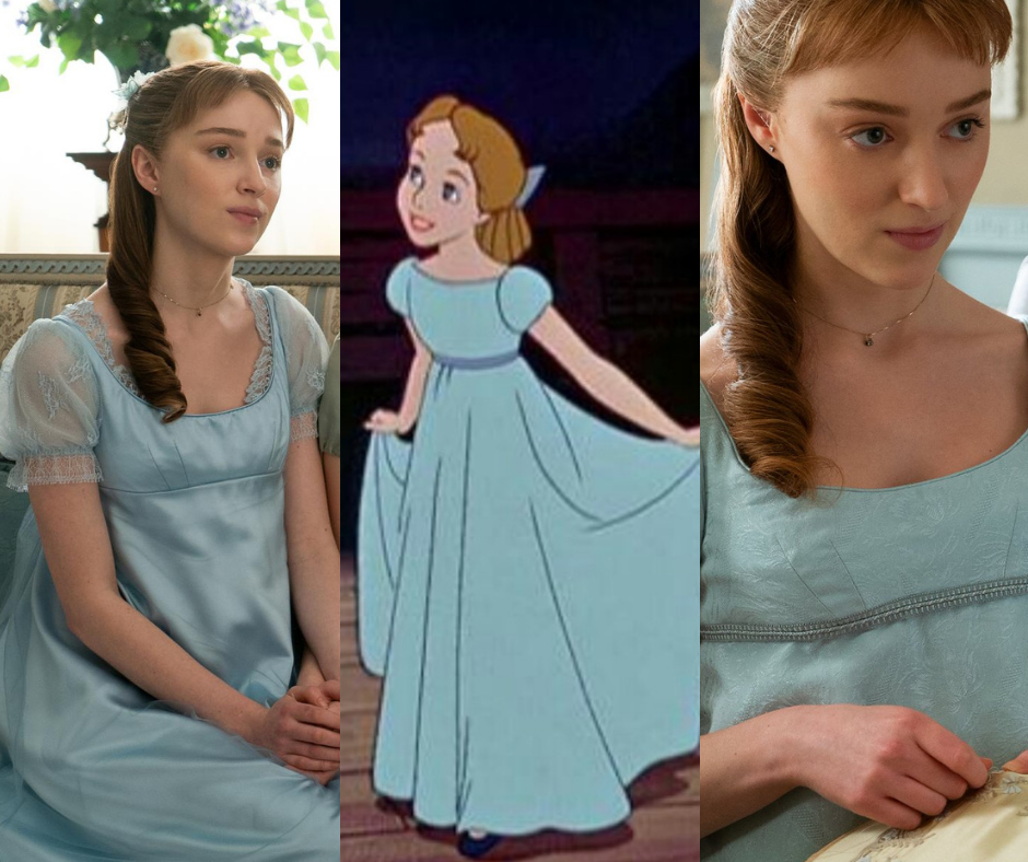 Comparaison entre les tenues de Daphné Bridgerton et Wendy dans Peter Pan