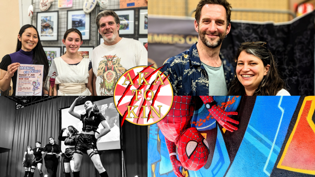 Photomontage de l'Aka To Kin avec l'association si le Japon m'était conté, Bertrand Nadler, Hope Eternity, Spiderman