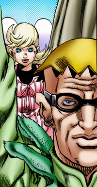 Case du manga, où on voit Steven Steel au premier plan, et derrière lui Lucy, qui observe la scène de loin.