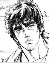 Kenshirô a toujours l'air un peu hagard sur les images du manga ! Il est brun, avec de gros sourcils et de petits yeux.