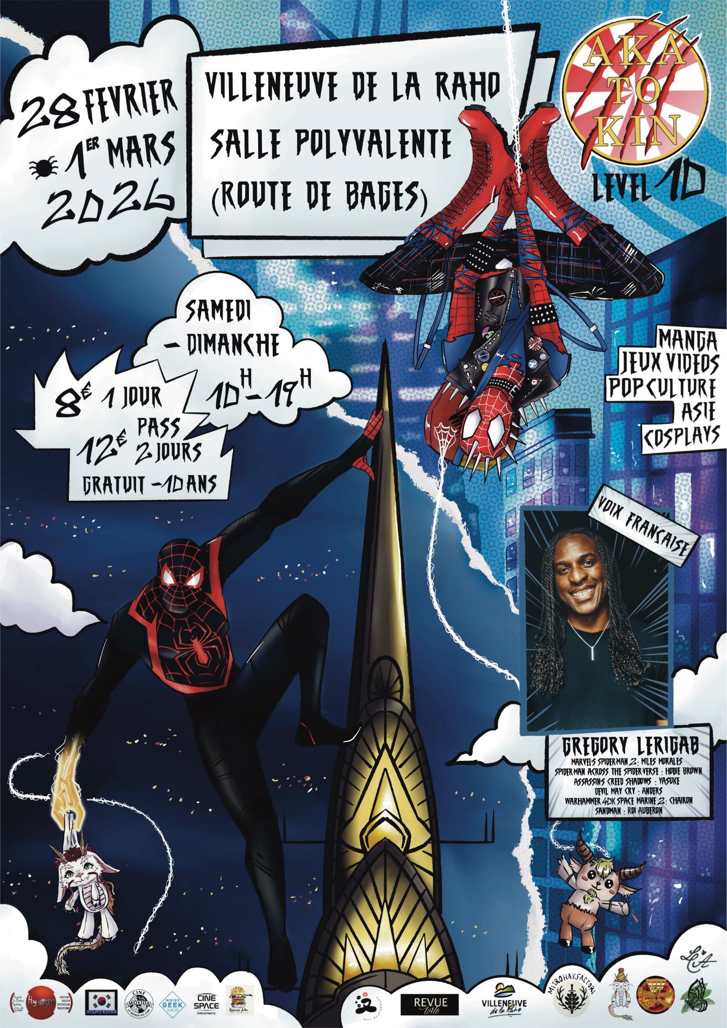 Affiche de l'Aka To kin 2026 dans l'univers de spiderman avec deux spidermans