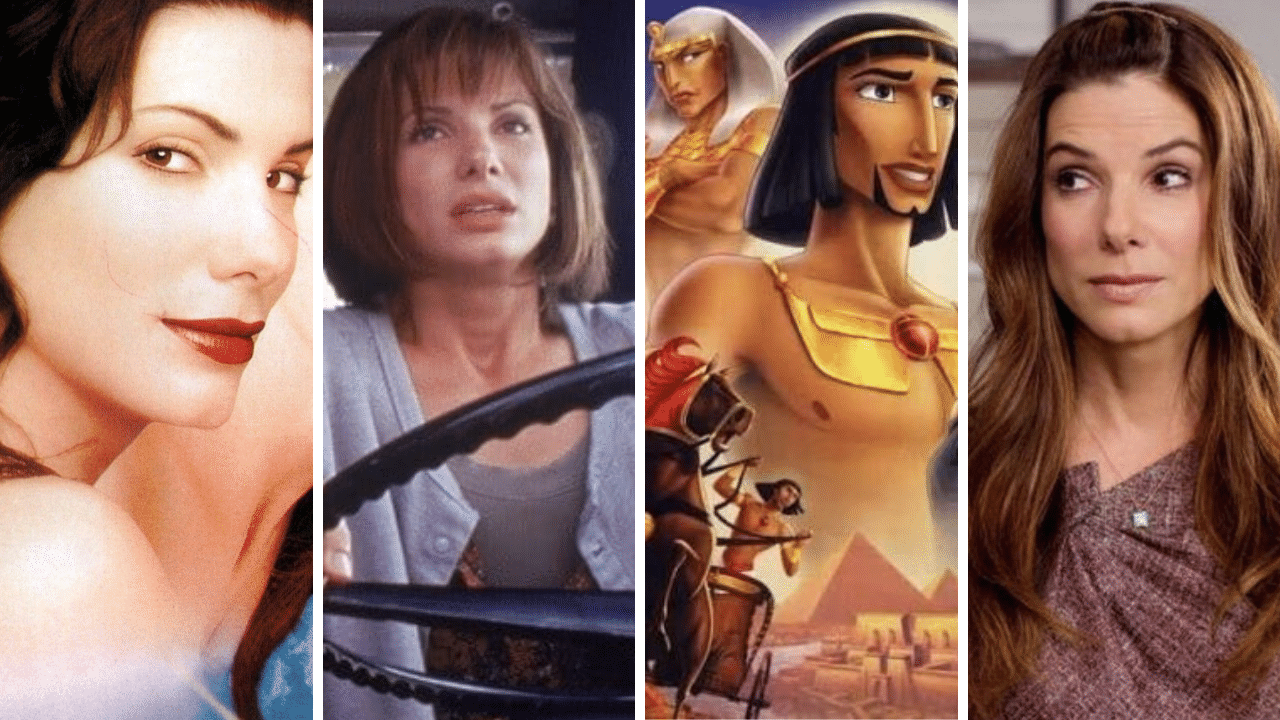 Photomontage de films dans lesquels joue l'actrice Sandra Bullock, il faudra cliquer pour les découvrir